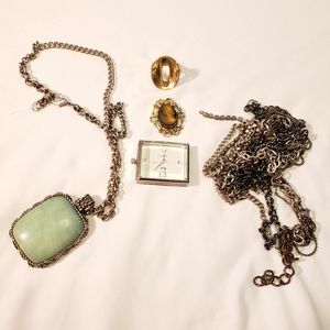Costume Jewelry Lot for parts. Watch Ring Necklace